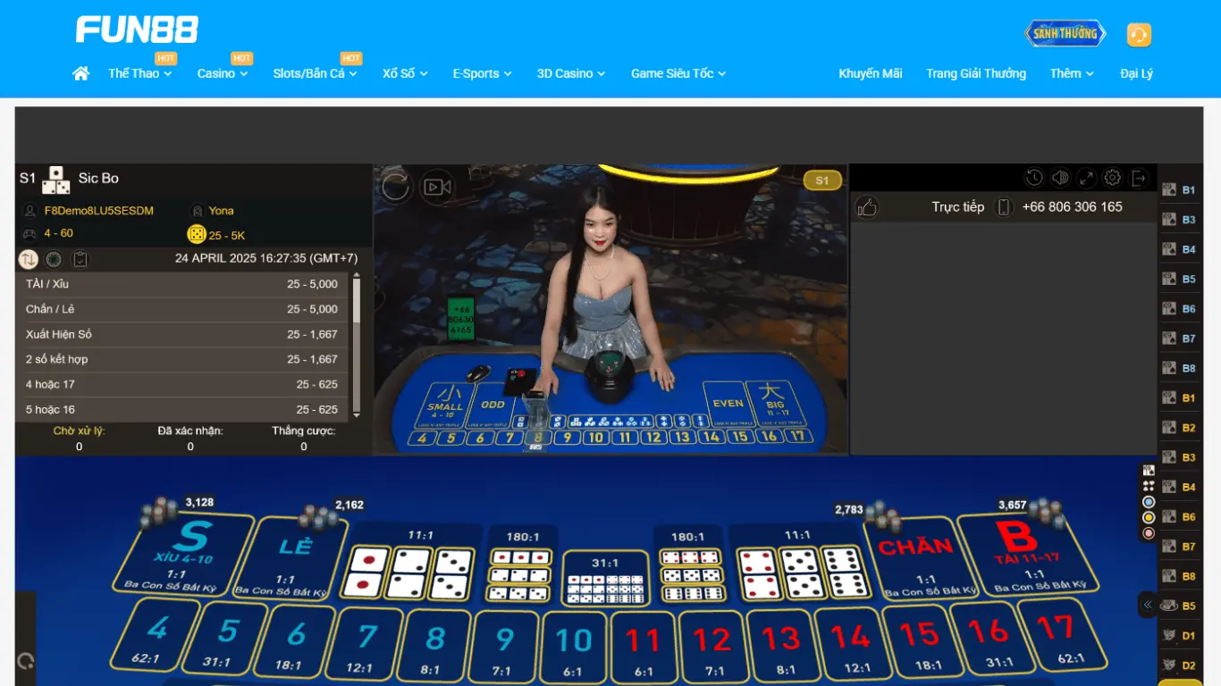 Trải nghiệm Sicbo tại FUN88