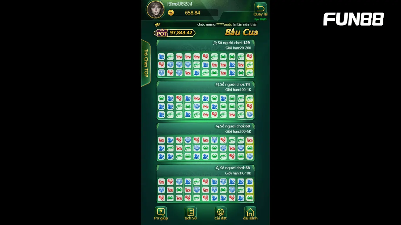 Trải nghiệm game Bầu Cua tại FUN88