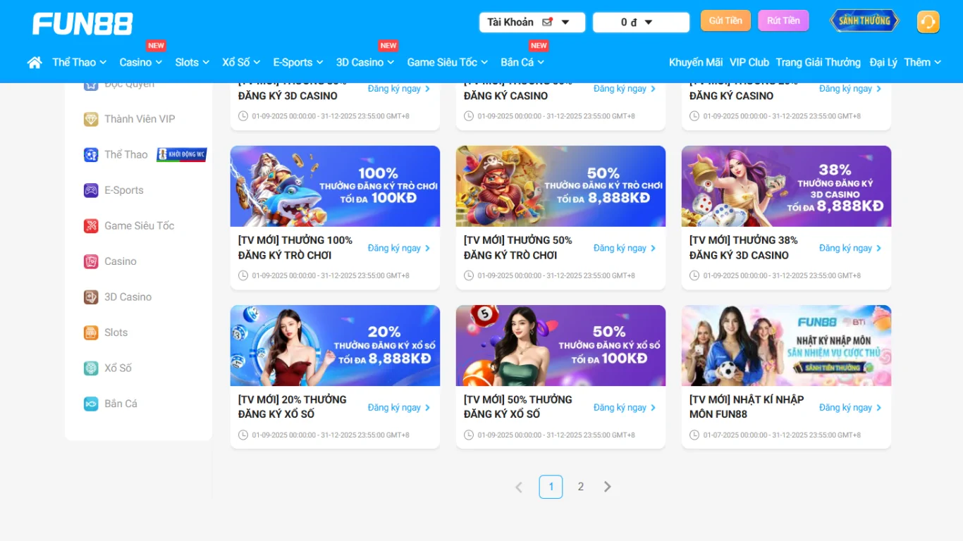 Khuyến mãi FUN88 đăng ký trò chơi hấp dẫn